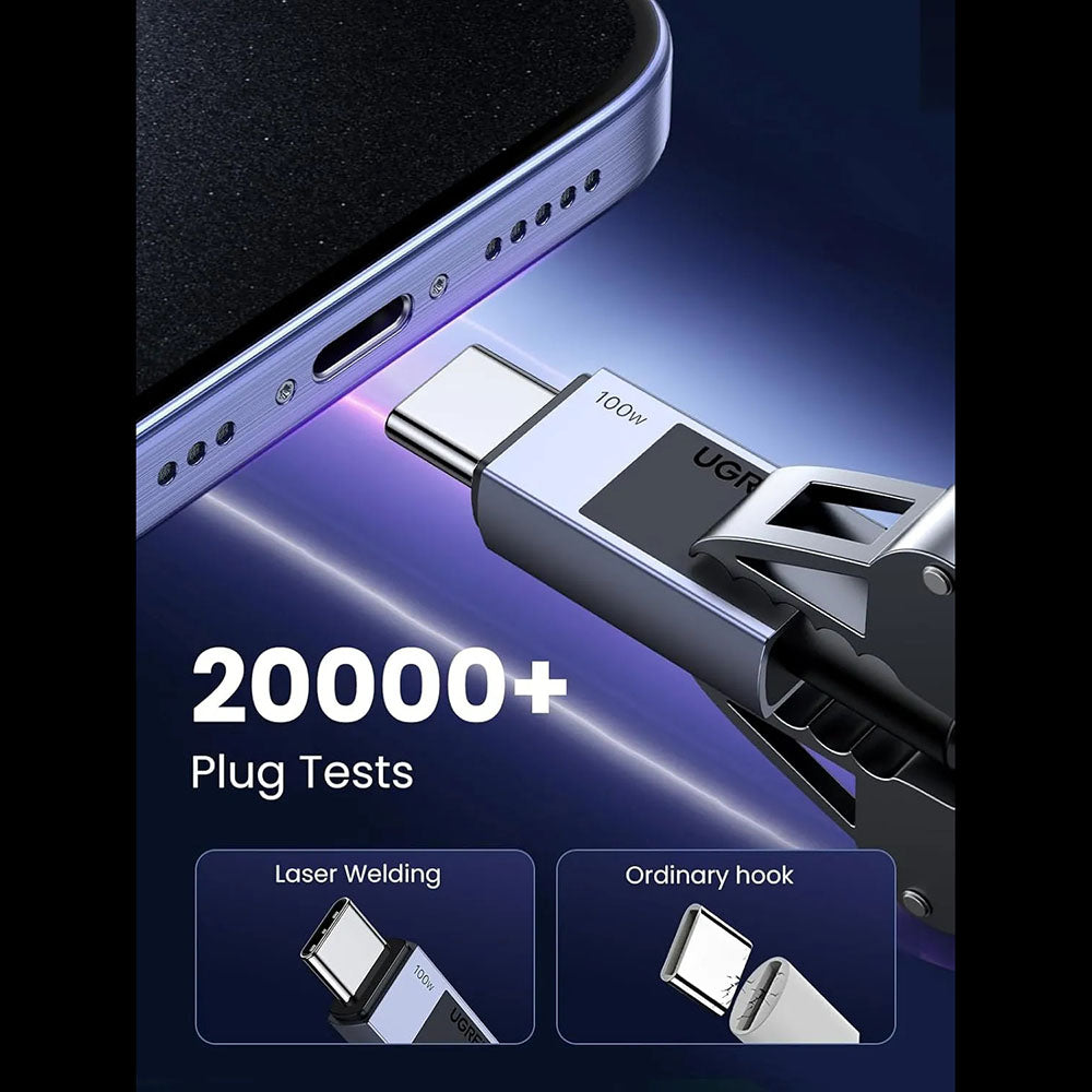 Kabel za prijenos podataka i punjenje USB-C - USB-C UGREEN L512, 100W, 1m, Sivi