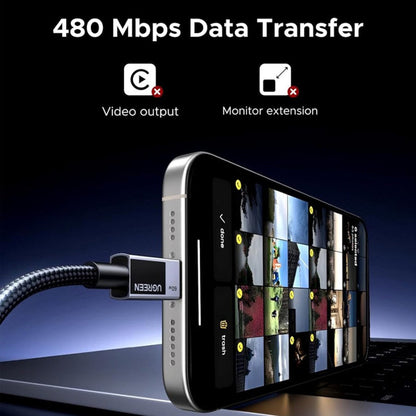 Kabel za podatke i punjenje USB-C - USB-C UGREEN L524, 60W, 1m, Sivi