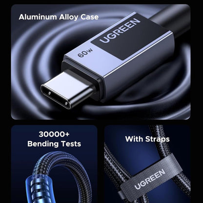 Kabel za podatke i punjenje USB-C - USB-C UGREEN L524, 60W, 1m, Sivi