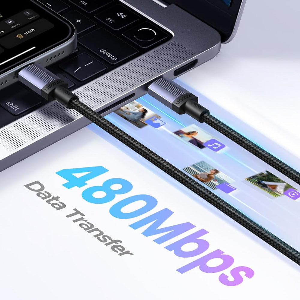 Kabel za podatke i punjenje USB-C - USB-C UGREEN L532, 240W, 2m, Sivi