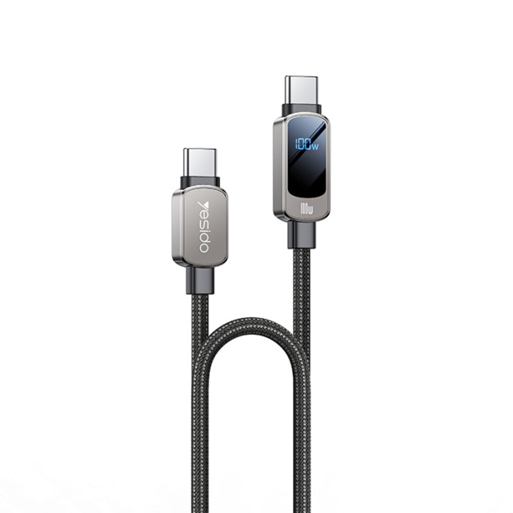 Kabel za prijenos podataka i punjenje USB-C - USB-C Yesido CA179 Display, 100W, 1.2m, Crni