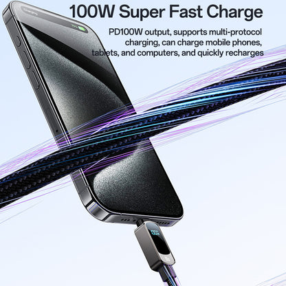 Kabel za prijenos podataka i punjenje USB-C - USB-C Yesido CA179 Display, 100W, 1.2m, Crni