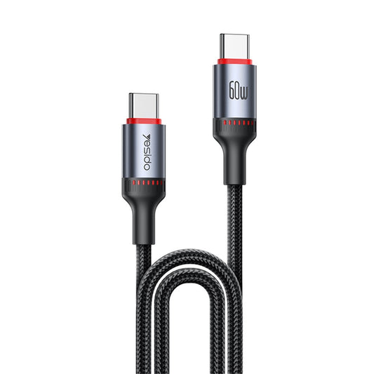 Kabel za prijenos podataka i punjenje USB-C - USB-C Yesido CA181, 60W, 1.2m, Crni