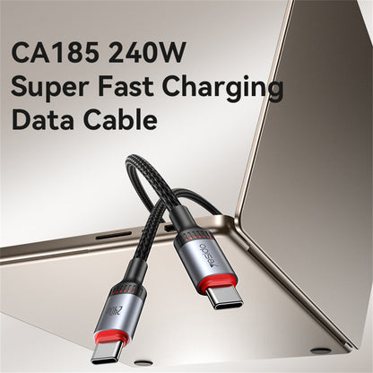 Kabel za prijenos podataka i punjenje USB-C - USB-C Yesido CA185, 240W, 1.2m, Crni