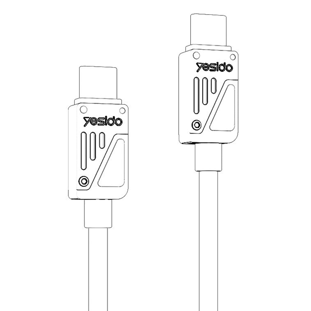 Kabel za prijenos podataka i punjenje USB-C - USB-C Yesido CA196, 60W, 1.2m, Crni