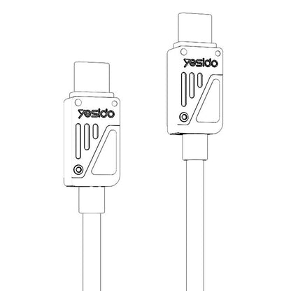 Kabel za prijenos podataka i punjenje USB-C - USB-C Yesido CA196, 60W, 1.2m, Crni