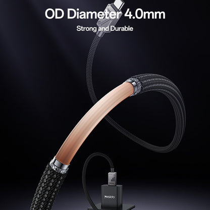 Kabel za prijenos podataka i punjenje USB-C - USB-C Yesido CA196, 60W, 1.2m, Crni