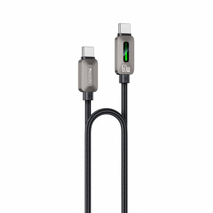 USB-C - USB-C kabel za prijenos podataka i punjenje Yesido CA198, 60W, 1.2m, Crna