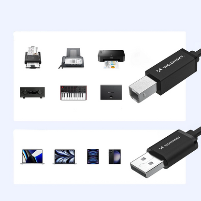 Kabel za pisač WZK WKDDY3S, USB-A - USB-B, 2m, Crni