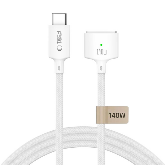 Kabel za punjenje Tech-Protect MMC01 Ultraboost, USB-C - MagSafe 3, 140W, 3m, Bijela