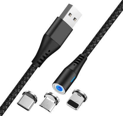 USB-A kabel za punjenje - Lightning / microUSB / USB-C MaXlife MXUC-02 Magnetni 3u1, 18W, 1m, Crna