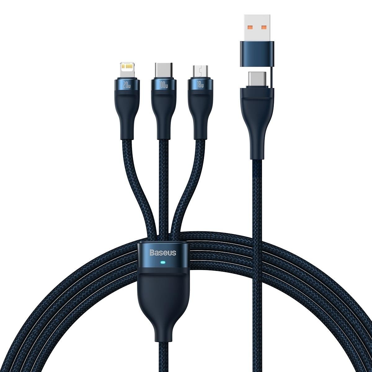 USB-C / USB-A kabel za punjenje - Lightning / microUSB / USB-C Baseus Flash Series II, 100W, 1.2m, Tamnoplava CASS030103