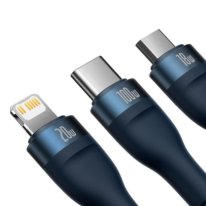 USB-C / USB-A kabel za punjenje - Lightning / microUSB / USB-C Baseus Flash Series II, 100W, 1.2m, Tamnoplava CASS030103
