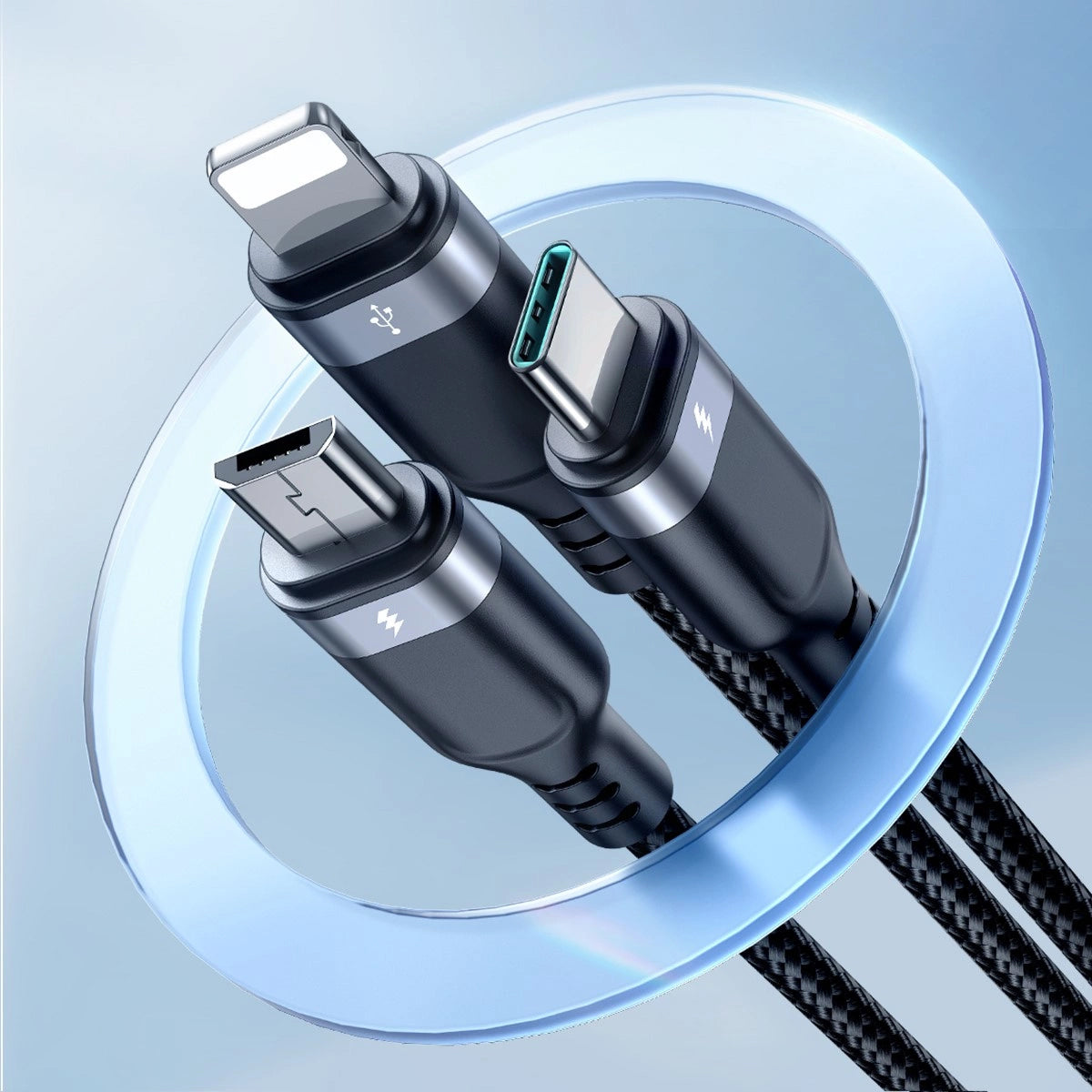 Kabel za punjenje USB-A - Lightning / microUSB / USB-C Joyroom S-A18 3u1, 18W, 1.2m, Crni