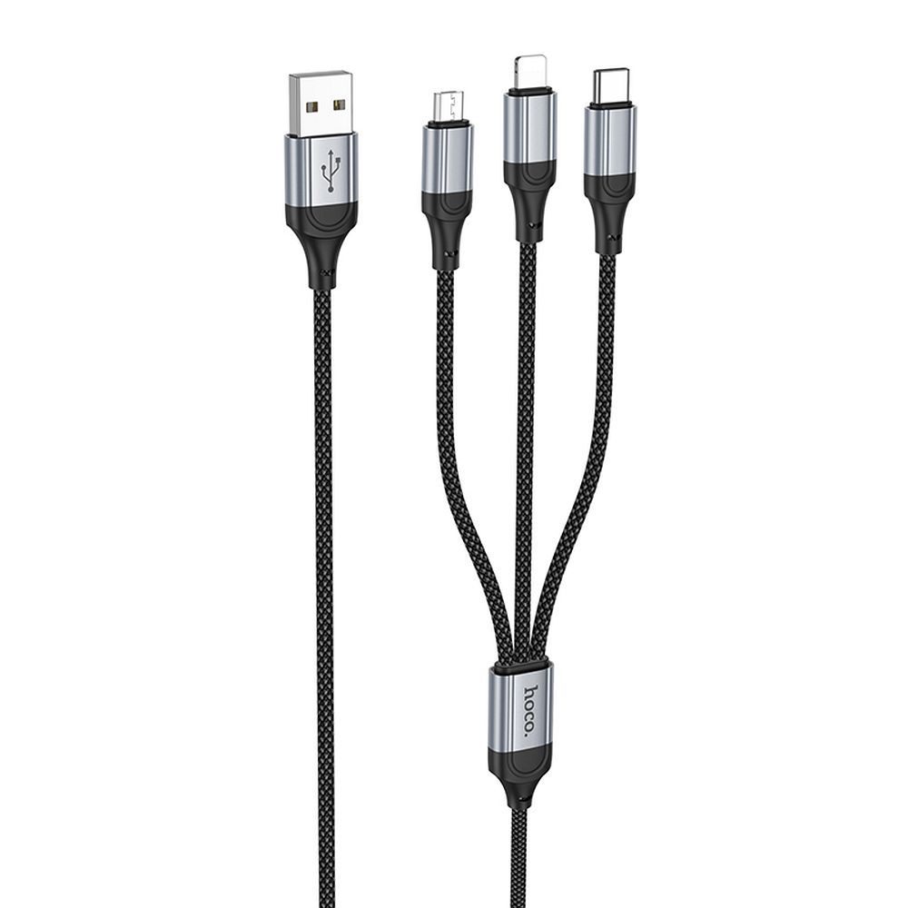 Kabel za punjenje USB-A - Lightning / microUSB / USB-C HOCO X102 3u1, 18W, 1m, Crni