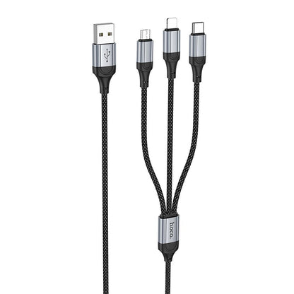 Kabel za punjenje USB-A - Lightning / microUSB / USB-C HOCO X102 3u1, 18W, 1m, Crni