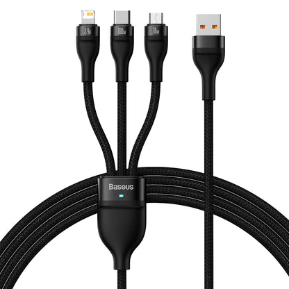 Kabel za punjenje USB-A - Lightning / microUSB / USB-C Baseus Flash Series II 3in1, 100W, 1.2m, Crni CASS030001