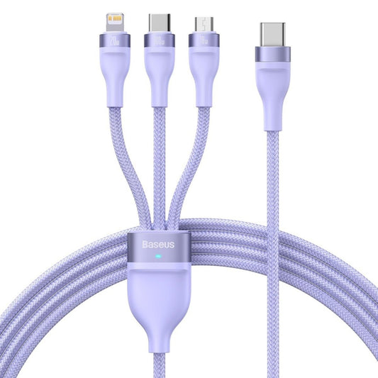 Kabel za punjenje USB-A - Lightning / microUSB / USB-C Baseus Flash Series II 3in1, 100W, 1.2m, Ljubičasti CASS030005