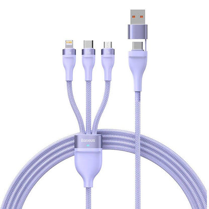 Kabel za punjenje USB-A / USB-C - Lightning / microUSB / USB-C Baseus Flash Series II 3in1, 100W, 1.2m, Ljubičasti CASS030105