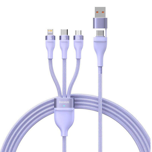 Kabel za punjenje USB-A / USB-C - Lightning / microUSB / USB-C Baseus Flash Series II 3in1, 100W, 1.2m, Ljubičasti CASS030105