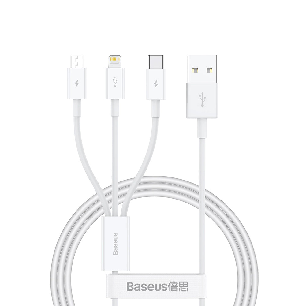 Kabel za punjenje USB-A - Lightning / microUSB / USB-C Baseus Superior 3in1 Series, 20W, 1m, Bijeli P10320105221-00