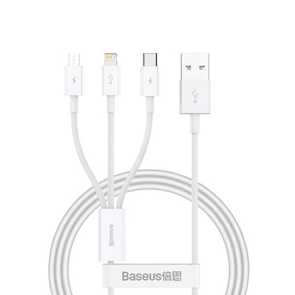Kabel za punjenje USB-A - Lightning / microUSB / USB-C Baseus Superior 3in1 Series, 20W, 1m, Bijeli P10320105221-00