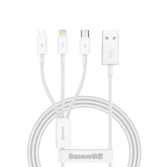 Kabel za punjenje USB-A - Lightning / microUSB / USB-C Baseus Superior 3in1 Series, 20W, 1m, Bijeli P10320105221-00