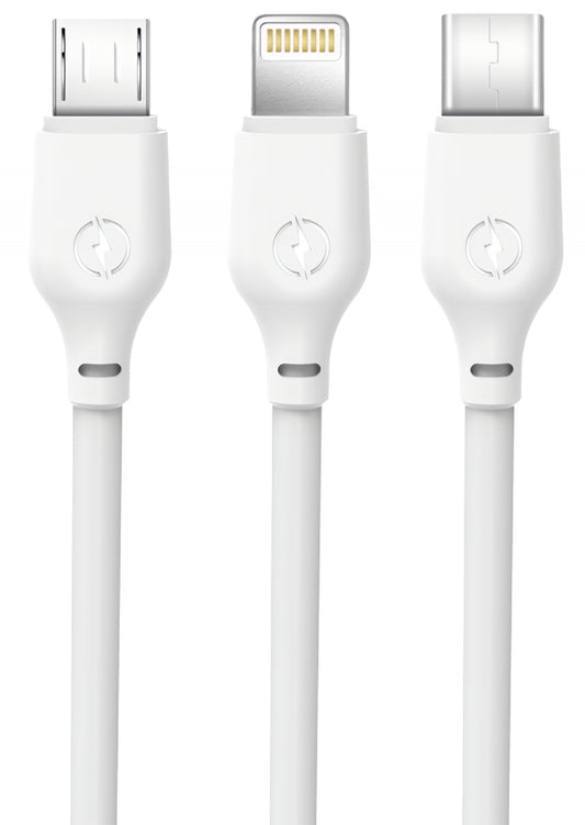 Kabel za punjenje USB-A - Lightning / microUSB / USB-C XO Design NB103 3u1, 10W, 1m, Bijeli