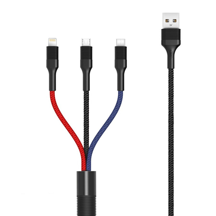 Kabel za punjenje USB-A - Lightning / microUSB / USB-C XO Design NB54, 18W, 1.2m, Višebojan