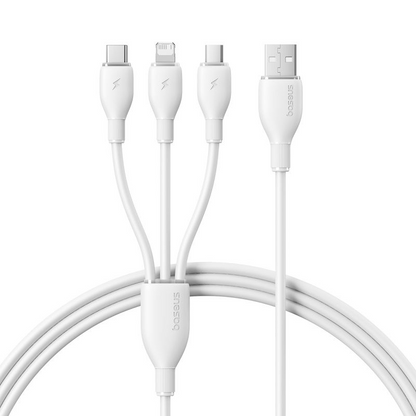 USB-A kabel za punjenje - Lightning / microUSB / USB-C Baseus Ultra Fast 3in1, 18W, 1.3m, Bijela P10376303211-00