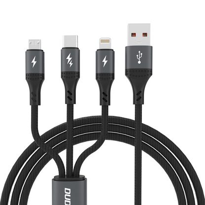 Kabel za punjenje USB-A - Lightning / microUSB / USB-C Dudao L3E 3u1, 60W, 1.2m, Crna