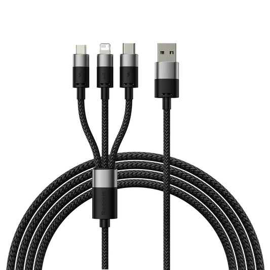 Kabel za punjenje USB-A - Lightning / microUSB / USB-C Baseus StarSpeed 3u1, 18W, 1.2m, Crni CAXS000001