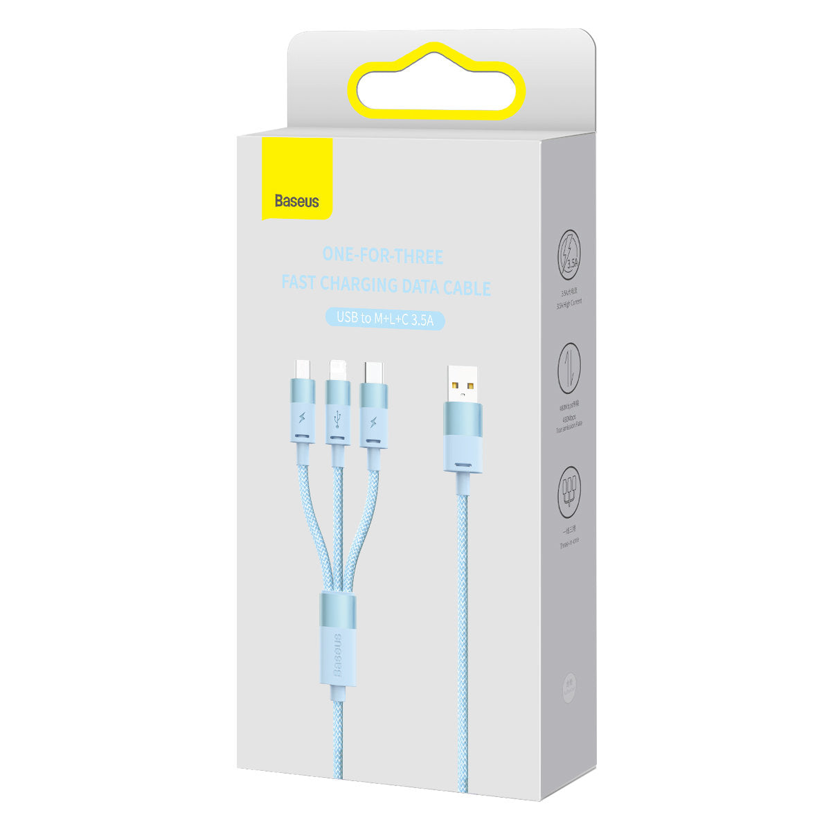 Kabel za punjenje USB-A - Lightning / microUSB / USB-C Baseus StarSpeed 3u1, 20W, 1.2m, Plavi CAXS000017