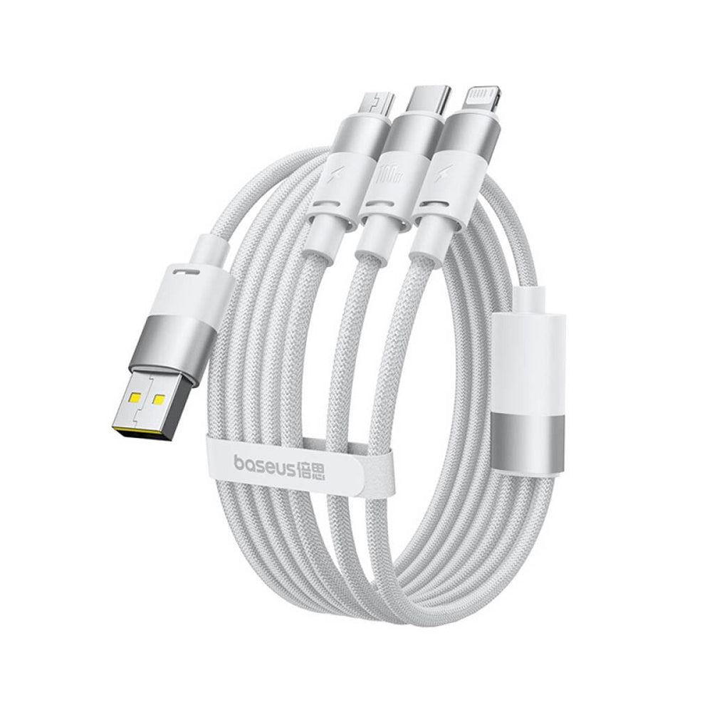 Kabel za punjenje USB-A - Lightning / microUSB / USB-C Baseus StarSpeed, 100W, 1.5m, Bijeli P10319900211-00