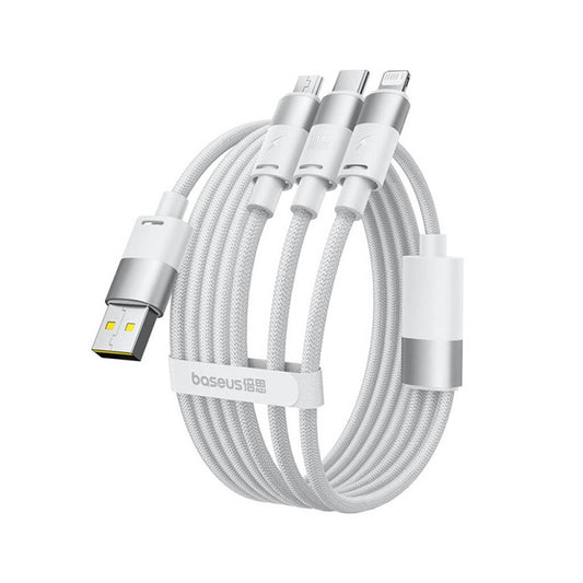 Kabel za punjenje USB-A - Lightning / microUSB / USB-C Baseus StarSpeed, 100W, 1.5m, Bijeli P10319900211-00