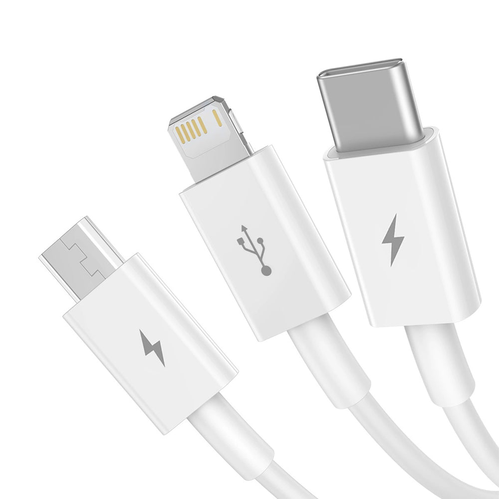 Kabel za punjenje USB-A - Lightning / microUSB / USB-C Baseus Superior 3in1 Series, 20W, 1m, Bijeli P10320105221-00