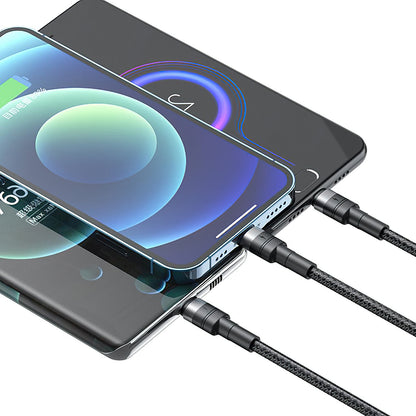Kabel za punjenje USB-A - Lightning / microUSB / USB-C XO Design NB-Q191 3in1, 66W, 1.2m, Crni
