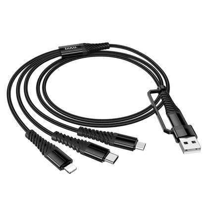 Kabel za punjenje USB-A / USB-C - Lightning / microUSB / USB-C HOCO X123 3u1, 18W, 1m, Crni