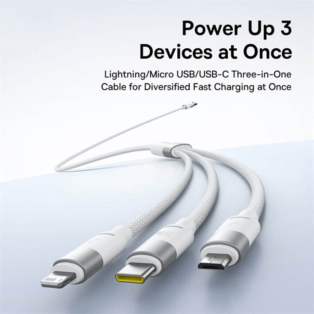 Kabel za punjenje USB-A - Lightning / microUSB / USB-C Baseus StarSpeed, 100W, 1.5m, Bijeli P10319900211-00