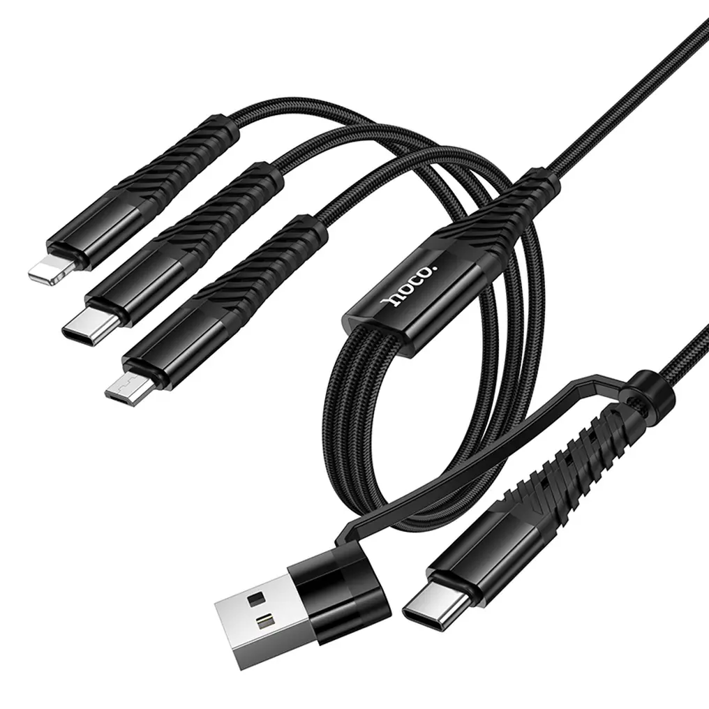 Kabel za punjenje USB-A / USB-C - Lightning / microUSB / USB-C HOCO X123 3u1, 18W, 1m, Crni