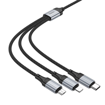 Kabel za punjenje USB-A - Lightning / microUSB / USB-C HOCO X102 3u1, 18W, 1m, Crni