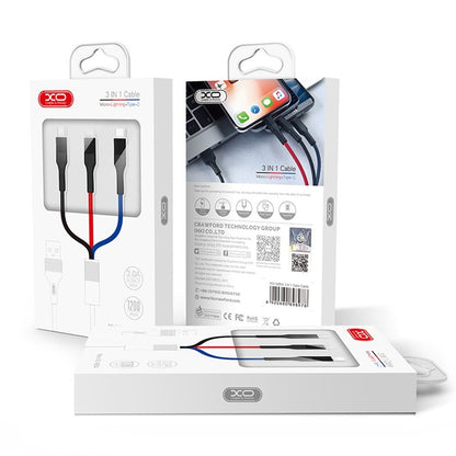 Kabel za punjenje USB-A - Lightning / microUSB / USB-C XO Design NB54, 18W, 1.2m, Višebojan