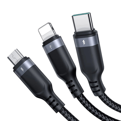 Kabel za punjenje USB-A - Lightning / microUSB / USB-C Joyroom S-A18 3u1, 18W, 1.2m, Crni