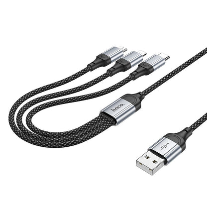 Kabel za punjenje USB-A - Lightning / microUSB / USB-C HOCO X102 3u1, 18W, 1m, Crni