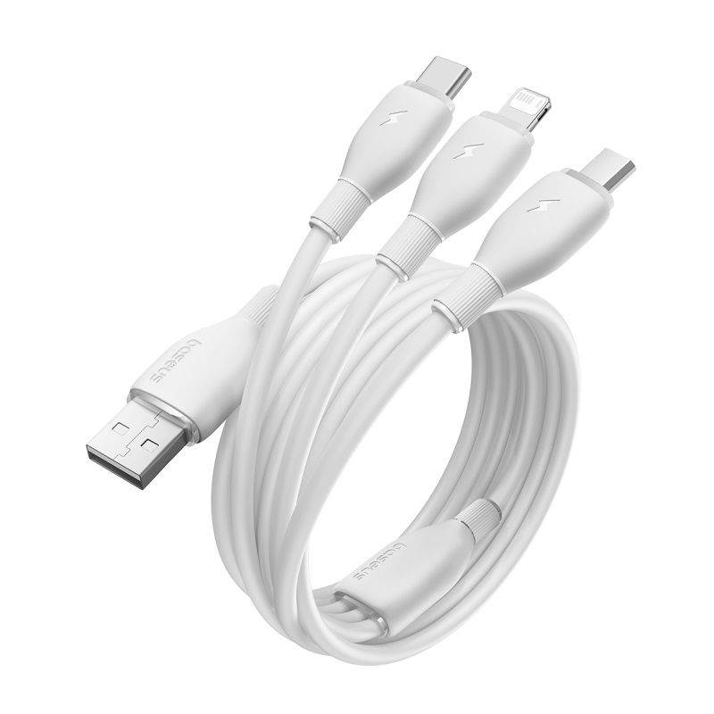 USB-A kabel za punjenje - Lightning / microUSB / USB-C Baseus Ultra Fast 3in1, 18W, 1.3m, Bijela P10376303211-00