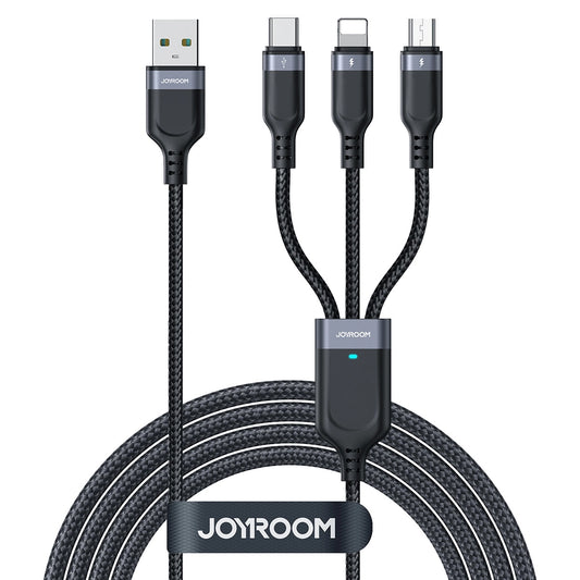 Kabel za punjenje USB-A - Lightning / microUSB / USB-C Joyroom S-A18 3u1, 18W, 0.3m, Crni
