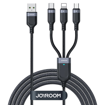 Kabel za punjenje USB-A - Lightning / microUSB / USB-C Joyroom S-A18 3u1, 18W, 1.2m, Crni