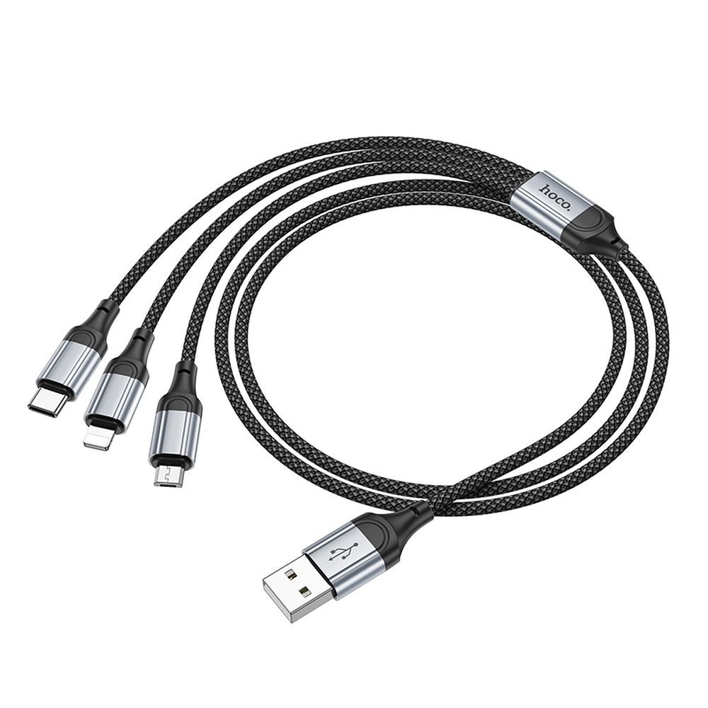 Kabel za punjenje USB-A - Lightning / microUSB / USB-C HOCO X102 3u1, 18W, 1m, Crni