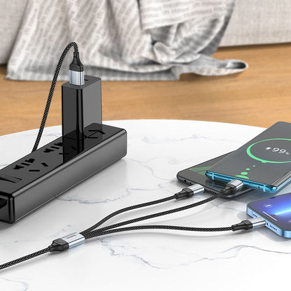 Kabel za punjenje USB-A - Lightning / microUSB / USB-C HOCO X102 3u1, 18W, 1m, Crni