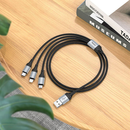 Kabel za punjenje USB-A - Lightning / microUSB / USB-C HOCO X102 3u1, 18W, 1m, Crni